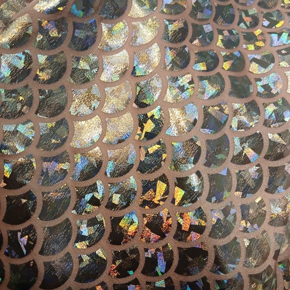 New Spandex Mermaid Fabric Pink Silver Holographic foil 4 way stretch BTY 30"W